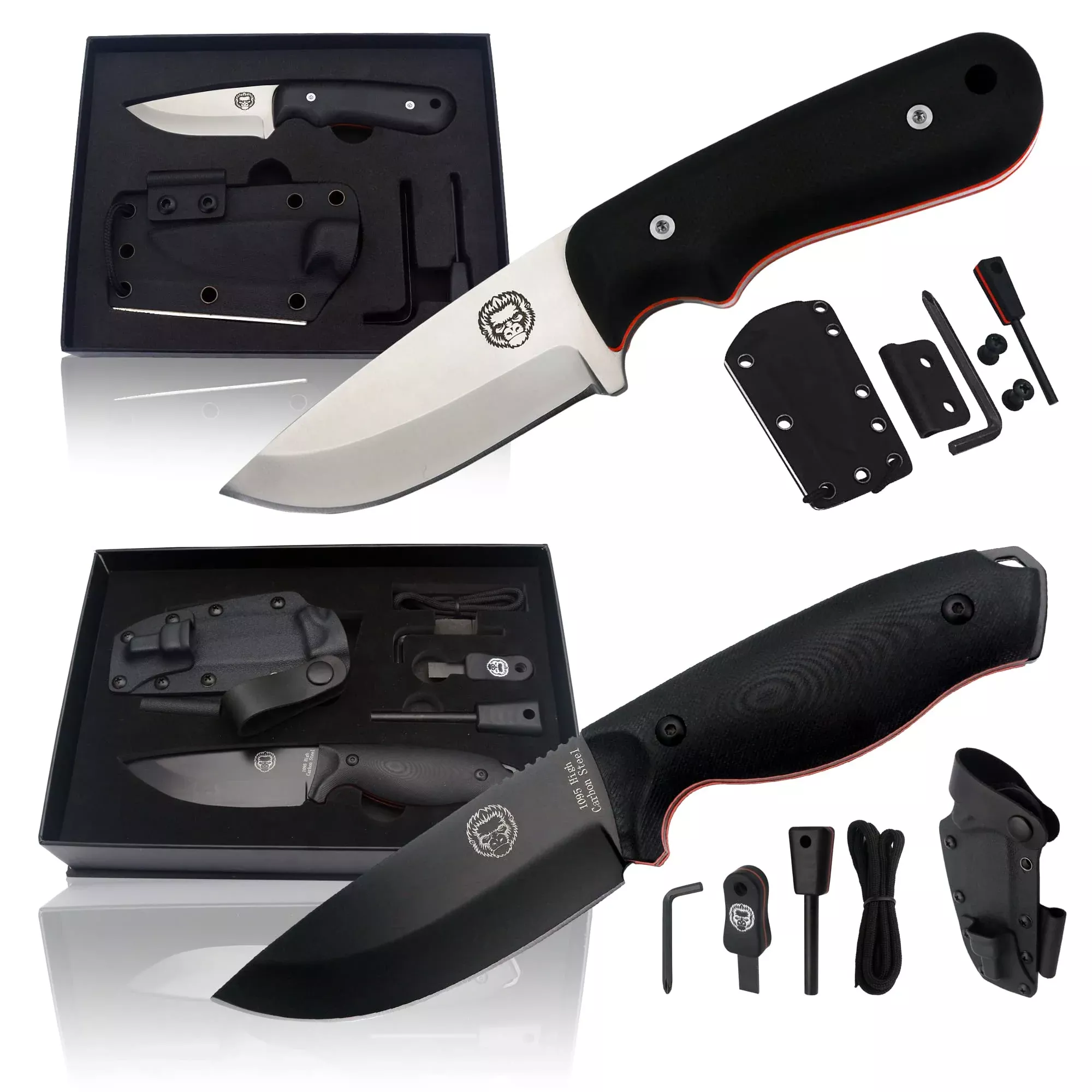 1095-high-carbon-survival-steel-knife-gift-set-edc-d2-damascus-steel-neck-knife- 1095 High Carbon Survival Steel Knife Gift Set and EDC D2 Damascus Steel Neck Knife Bundle