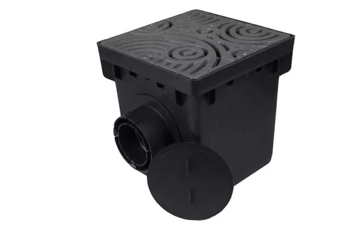 12-catch-basin-kit-w-cast-iron-decorative-oblio-grate 12" Catch Basin Kit w/ Cast Iron Decorative Oblio Grate