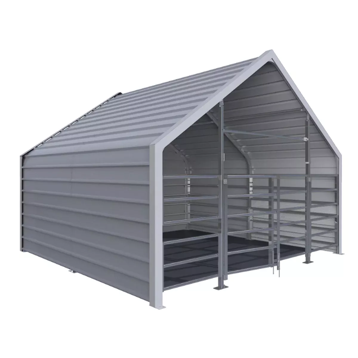 13ftx13ft-metal-livestock-shelter-with-enclosed-rear-panel 13ftx13ft Metal Livestock Shelter with Enclosed Rear Panel