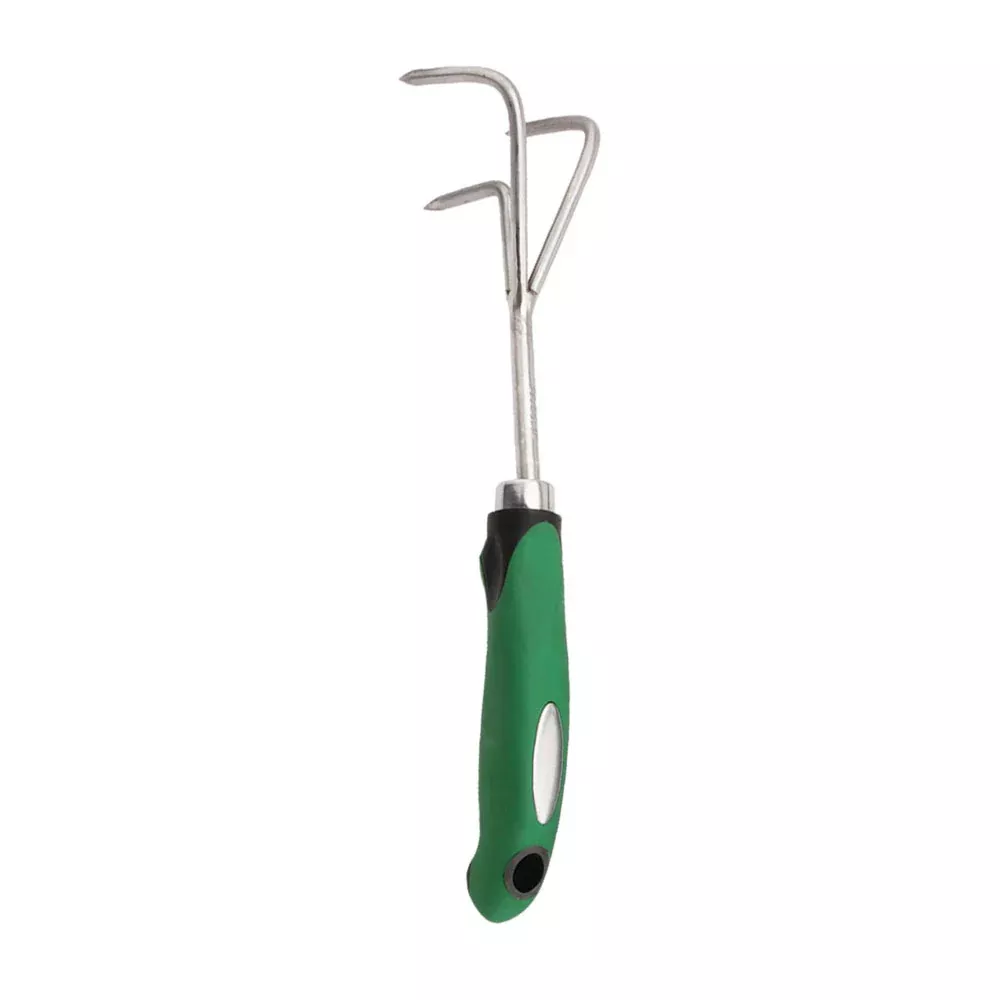 3-prong-stainless-cultivator-w-green-handle30cm 3-Prong Stainless Cultivator w/green handle30cm