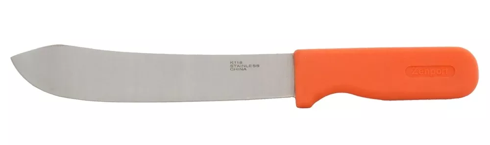 7-75-20cm-stainless-steel-butcher-field-knife-w-orange-plastic-handle 7.75” (20cm) Stainless Steel Butcher/Field Knife w/orange plastic handle