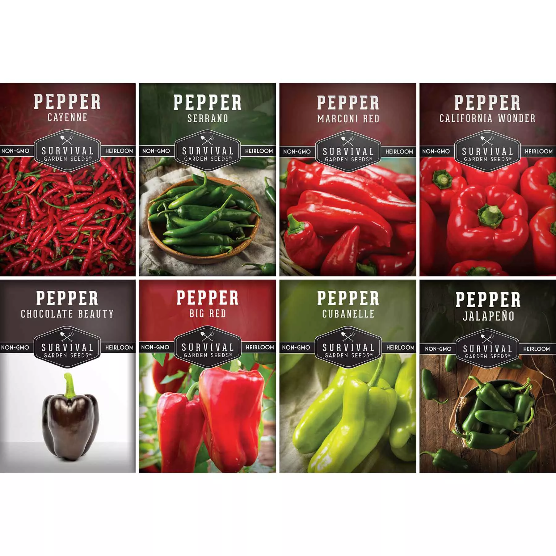 8 Peppers Seed Collection- Sweet & Hot Peppers