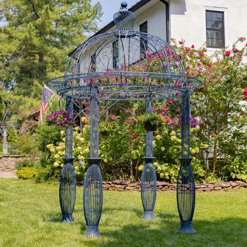 bella-rosa-round-iron-garden-gazebo "Bella Rosa" Round Iron Garden Gazebo