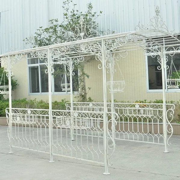 georgia-long-iron-garden-gazebo-with-planters "Georgia" Long Iron Garden Gazebo with Planters