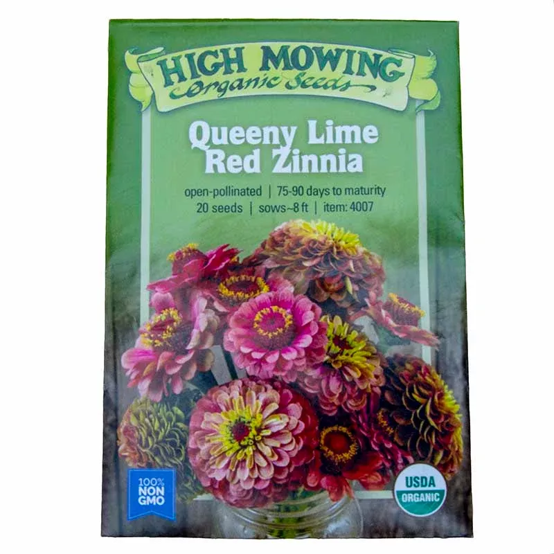 Queeny Lime Red Zinnia Seeds (Organic)