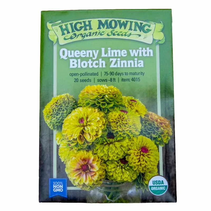 Queeny Lime with Blotch Zinnia Seeds (Organic)
