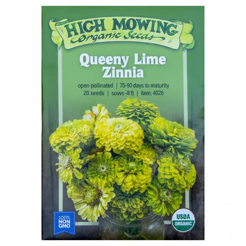 Queeny Lime Zinnia Seeds (Organic)