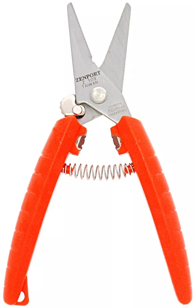 Stainless, serrated blade, floral bunch cutter shears