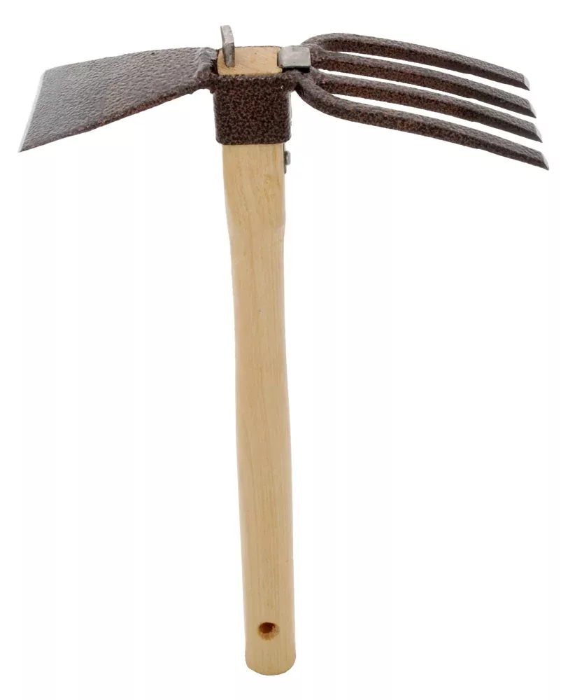 steel-hoe-fork-combo-4-prong-fork-15-ash-handle Steel Hoe/Fork Combo, 4-prong Fork and 15” ash handle