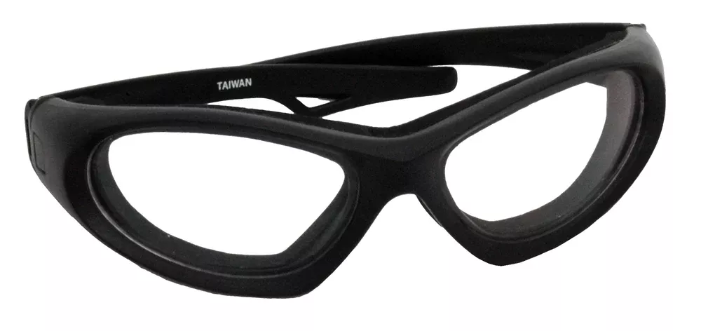 Unique, wrap-around sporty safety glasses