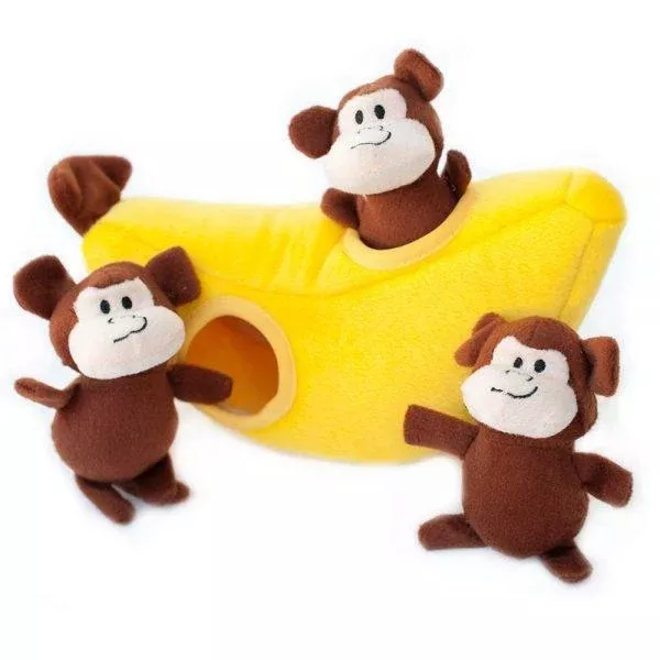 zippypaws-zippy-burrow-monkey-n-banana-hide-seek-puzzle-dog-toy ZippyPaws Zippy Burrow Monkey 'n Banana Hide and Seek Puzzle Dog Toy